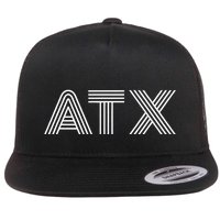 Atx Austin Tx Retro Design In White Flatbill Hat