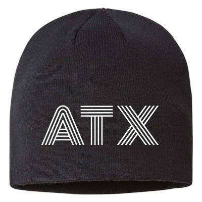 Atx Austin Tx Retro Design In White Sustainable Beanie
