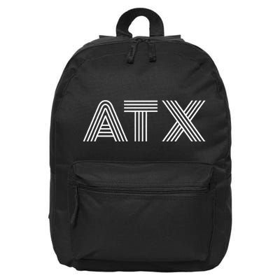 Atx Austin Tx Retro Design In White 16 in Basic Backpack