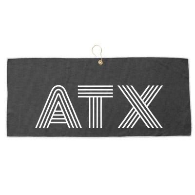 Atx Austin Tx Retro Design In White Large Microfiber Waffle Golf Towel