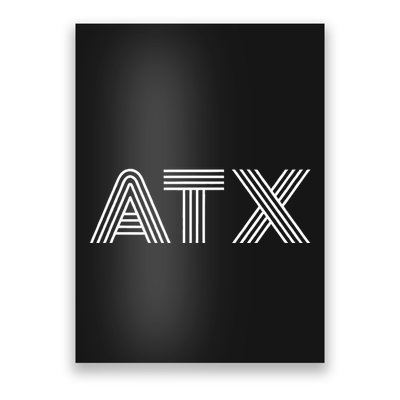 Atx Austin Tx Retro Design In White Poster