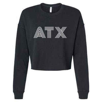 Atx Austin Tx Retro Design In White Cropped Pullover Crew