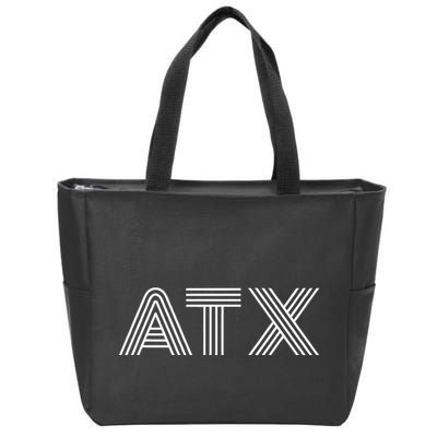 Atx Austin Tx Retro Design In White Zip Tote Bag