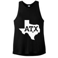 ATX Austin TX Design With Texas Silhouette Ladies PosiCharge Tri-Blend Wicking Tank
