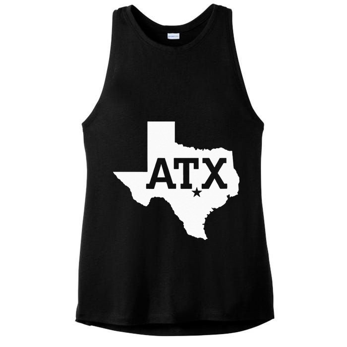 ATX Austin TX Design With Texas Silhouette Ladies PosiCharge Tri-Blend Wicking Tank