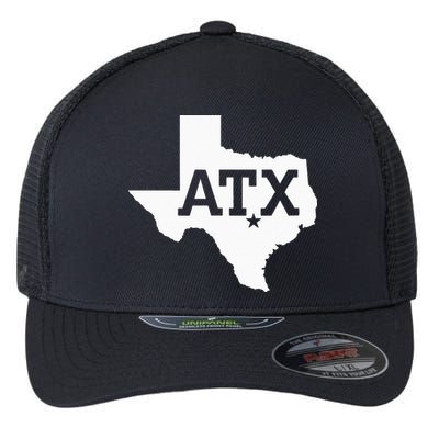 ATX Austin TX Design With Texas Silhouette Flexfit Unipanel Trucker Cap