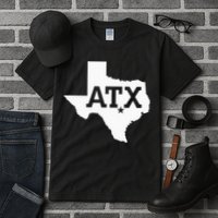 ATX Austin TX Design With Texas Silhouette Tall T-Shirt