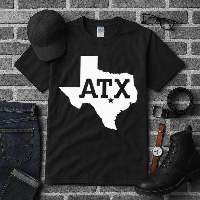 ATX Austin TX Design With Texas Silhouette Tall T-Shirt