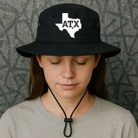 ATX Austin TX Design With Texas Silhouette Bucket Hat