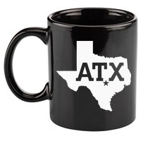 ATX Austin TX Design With Texas Silhouette 11oz C Handle Ceramic Mug