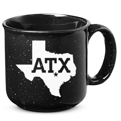 ATX Austin TX Design With Texas Silhouette 15oz Campfire Ceramic Mug