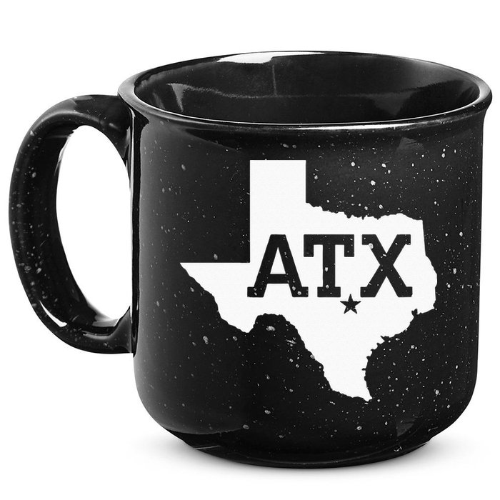 ATX Austin TX Design With Texas Silhouette 15oz Campfire Ceramic Mug