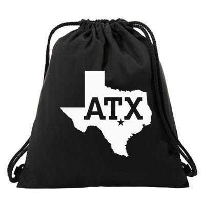 ATX Austin TX Design With Texas Silhouette Drawstring Bag