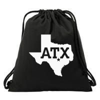 ATX Austin TX Design With Texas Silhouette Drawstring Bag