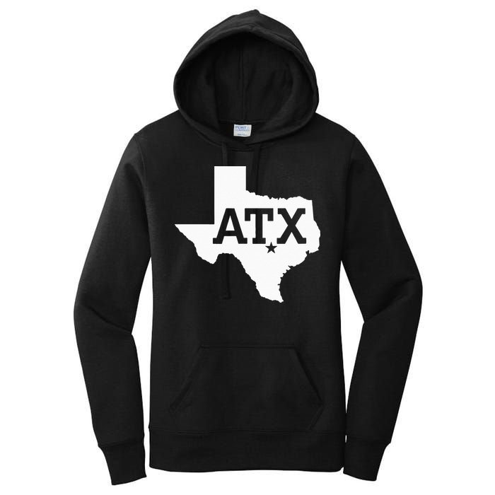 ATX Austin TX Design With Texas Silhouette Women's Pullover Hoodie