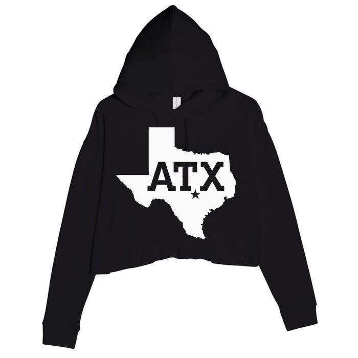 ATX Austin TX Design With Texas Silhouette Crop Fleece Hoodie