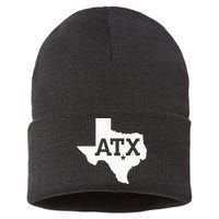 ATX Austin TX Design With Texas Silhouette Sustainable Knit Beanie