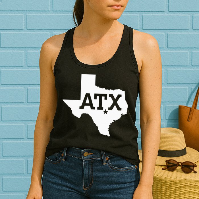 ATX Austin TX Design With Texas Silhouette Womens Tank Top