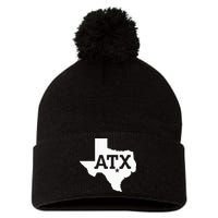 ATX Austin TX Design With Texas Silhouette Pom Pom 12in Knit Beanie