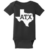 ATX Austin TX Design With Texas Silhouette Baby Bodysuit