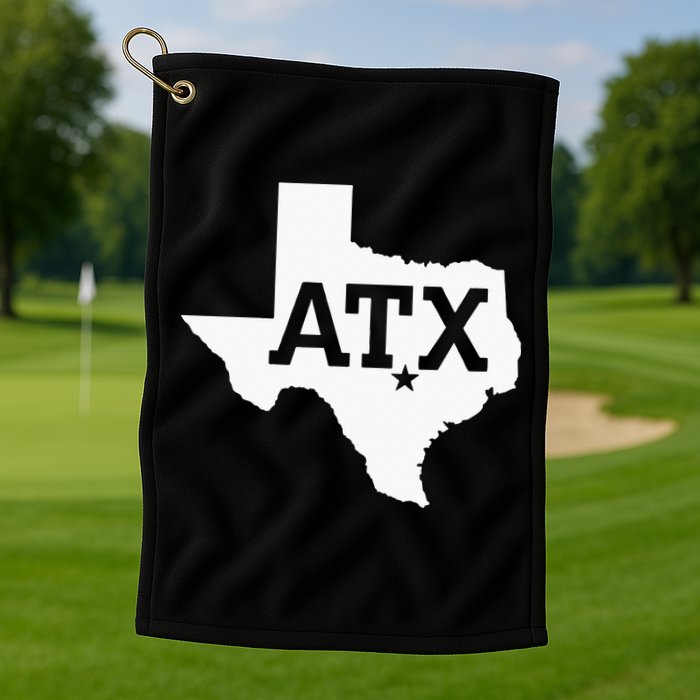 ATX Austin TX Design With Texas Silhouette Golf Towel