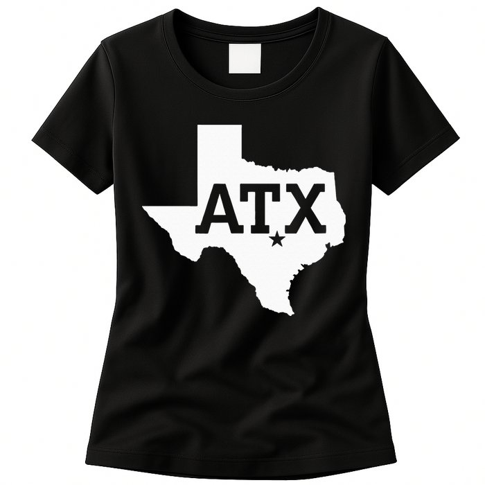 ATX Austin TX Design With Texas Silhouette Womens T-Shirt