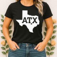 ATX Austin TX Design With Texas Silhouette Womens T-Shirt