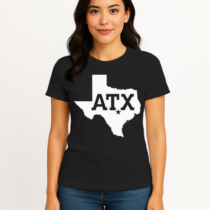 ATX Austin TX Design With Texas Silhouette Womens T-Shirt