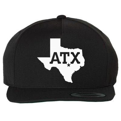 ATX Austin TX Design With Texas Silhouette Wool Snapback Cap