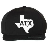 ATX Austin TX Design With Texas Silhouette Wool Snapback Cap