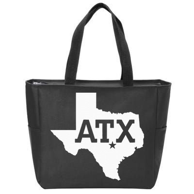 ATX Austin TX Design With Texas Silhouette Zip Tote Bag