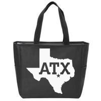 ATX Austin TX Design With Texas Silhouette Zip Tote Bag