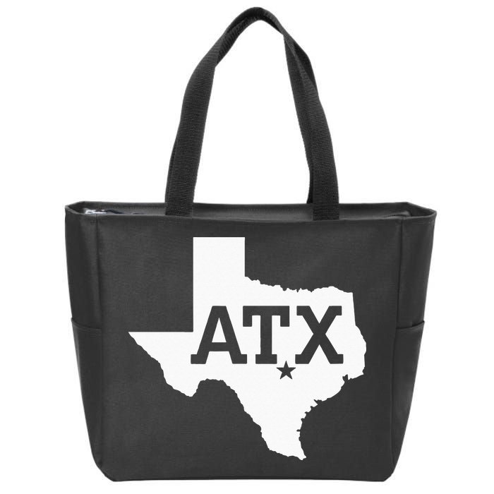 ATX Austin TX Design With Texas Silhouette Zip Tote Bag