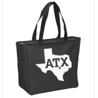 ATX Austin TX Design With Texas Silhouette Zip Tote Bag