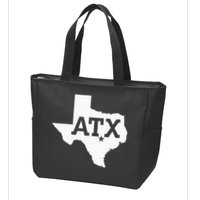 ATX Austin TX Design With Texas Silhouette Zip Tote Bag