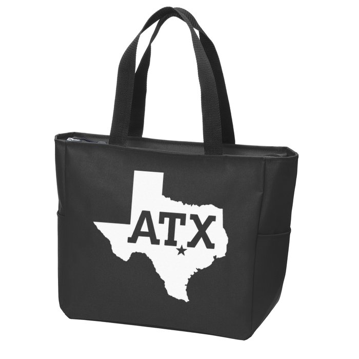 ATX Austin TX Design With Texas Silhouette Zip Tote Bag