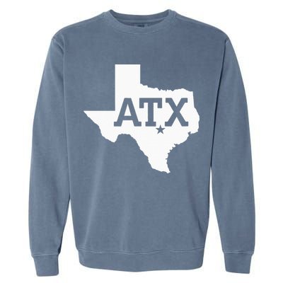 ATX Austin TX Design With Texas Silhouette Garment-Dyed Sweatshirt