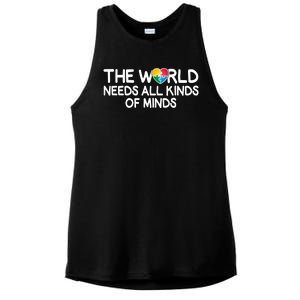 Autism Awareness The World Needs All Kinds Of Minds Ladies PosiCharge Tri-Blend Wicking Tank