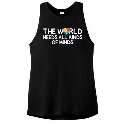 Autism Awareness The World Needs All Kinds Of Minds Ladies PosiCharge Tri-Blend Wicking Tank