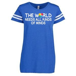 Autism Awareness The World Needs All Kinds Of Minds Enza Ladies Jersey Football T-Shirt