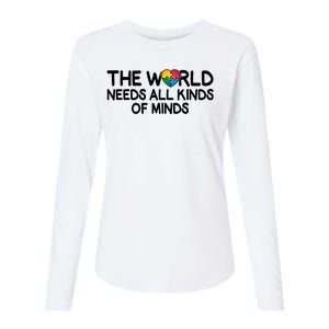 Autism Awareness The World Needs All Kinds Of Minds Womens Cotton Relaxed Long Sleeve T-Shirt