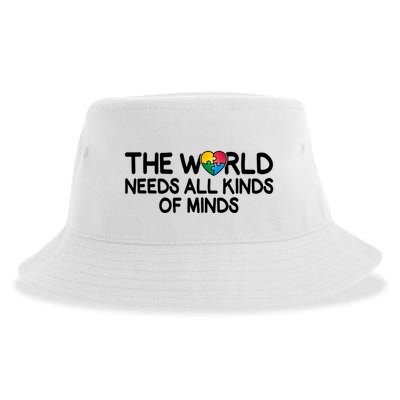 Autism Awareness The World Needs All Kinds Of Minds Sustainable Bucket Hat