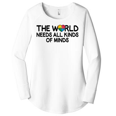 Autism Awareness The World Needs All Kinds Of Minds Women's Perfect Tri Tunic Long Sleeve Shirt