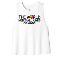 Autism Awareness The World Needs All Kinds Of Minds Women's Racerback Cropped Tank