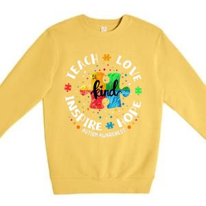 Autism Awareness Teacher Teach Hope Love Inspire Premium Crewneck Sweatshirt