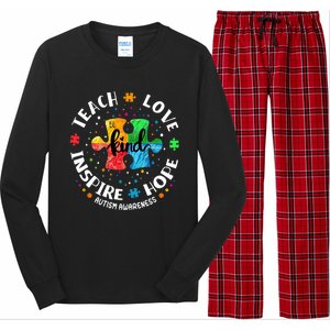 Autism Awareness Teacher Teach Hope Love Inspire Long Sleeve Pajama Set