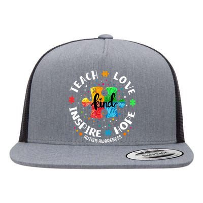 Autism Awareness Teacher Teach Hope Love Inspire Flat Bill Trucker Hat