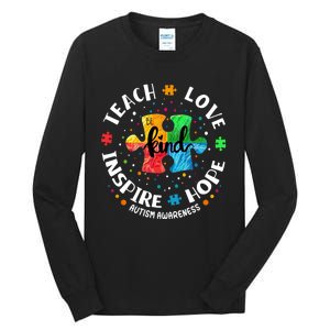 Autism Awareness Teacher Teach Hope Love Inspire Tall Long Sleeve T-Shirt