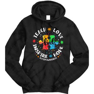 Autism Awareness Teacher Teach Hope Love Inspire Tie Dye Hoodie