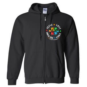 Autism Awareness Teacher Teach Hope Love Inspire Full Zip Hoodie